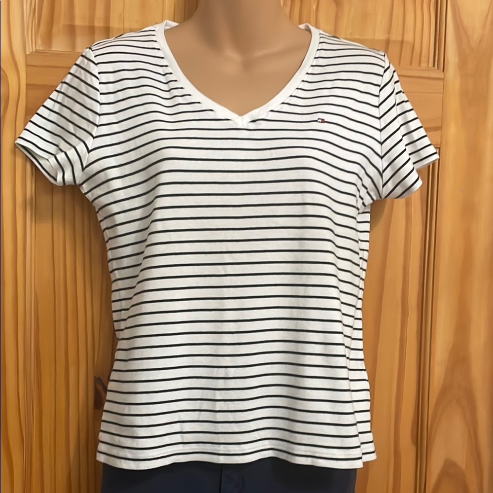 Tommy Hilfiger Black and White Short Sleeve Tee